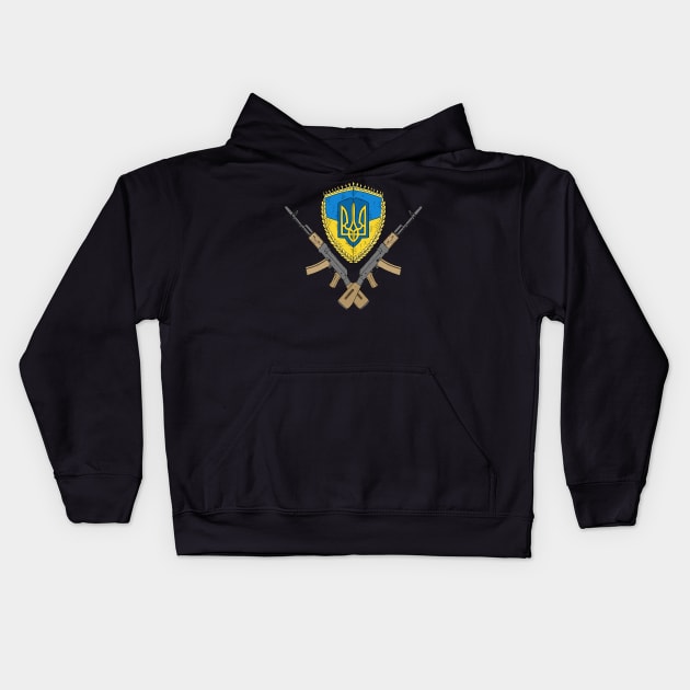 Ukrainian flag with AK47 rifles. Kids Hoodie by JJadx